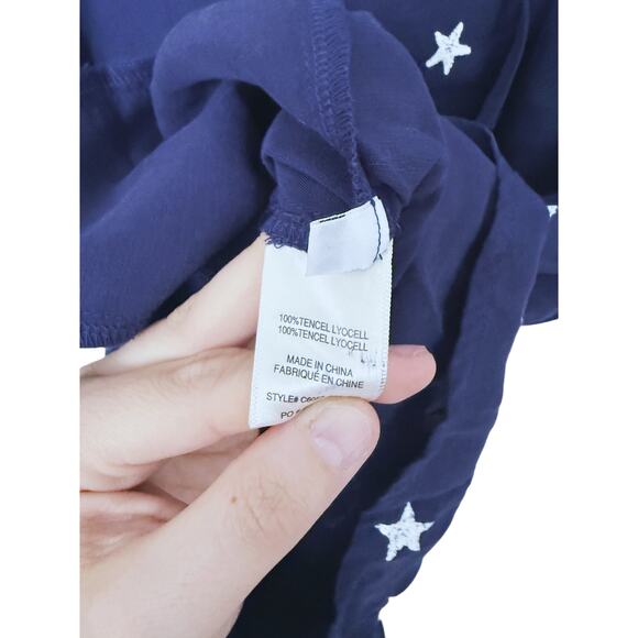 Anthropologie Cloth & Stone Wrap Romper XS Star Blue Boho Celestial Preppy Fall - Picture 6 of 7